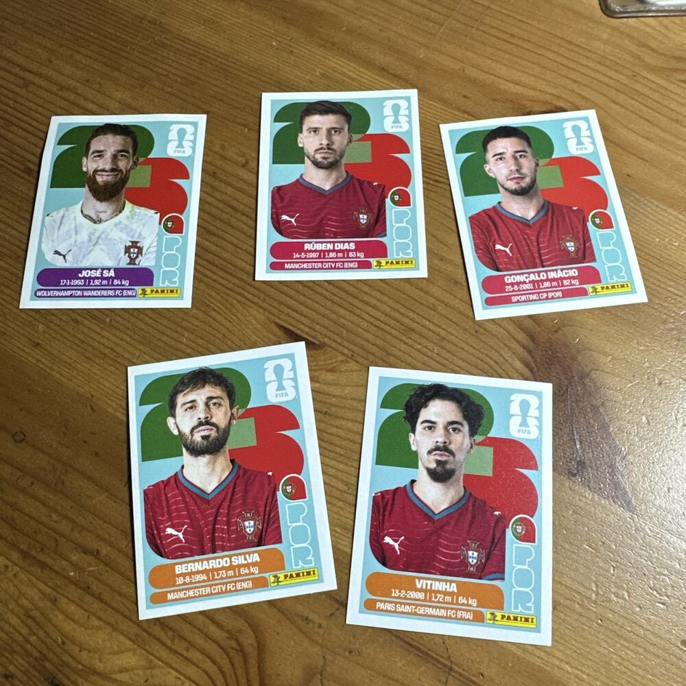 2026 Panini FIFA World Cup Portugal Sticker Lot of 5 POR 3/4/8/9/12